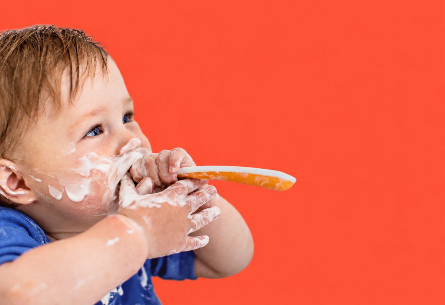Baby learning to eat